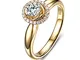 DOLOVE - Anello da donna in oro 18 carati, anello di fidanzamento con diamanti da 1 ct, st...