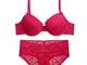 EJTAQ Reggiseno Pizzo Sexy Lingerie Set di Biancheria Intima da Donna in Pizzo A Tazza Sot...