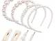Yucool - Confezione da 4 fasce per capelli con perle per donne e ragazze, eleganti fermagl...