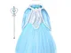 URAQT Elsa Costume, Elsa Costumi Vestito, Set da Principessa Elsa Corona Bacchetta, Elsa C...