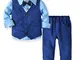 Zoerea 3 pezzi Bambini Ragazzi Abbigliamento Set Camicia con Papillon + Gilet + Pantaloni,...