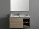 MOBILE BAGNO BERLIN 90 CM CON CASSETTI E VANO + LAVABO CERAMICA LUCE A LED