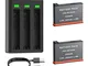 Wikinu 2-Pack batteria per Insta 360 X3, 1800mAh batteria di ricambio e doppio caricatore...