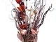 Bouquet di fiori artificiali ed essiccati, color oro rosa, alto 90 cm, pronto per essere m...