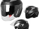 Casco Jet Moto Scooter Omologato ECE 22-05 Visiera Parasole Antigraffio Nero Opaco S