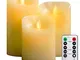 Candele Senza Fiamma, Φ 8CM x H 10cm/12CM/15CM Set di 3 pilastri Real Wax Non in plastica,...