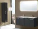 MOBILE BAGNO SOSPESO 120 CM CON ANTE E DOPPIO LAVABO SPECCHIO LED | BOSTON