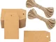 G2PLUS 100PCS Etichette Carta Kraft,Etichette Regalo,7x4CM Marrone Etichetta Kraft con 20M...