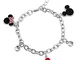 Disney Braccialetto con ciondolo a forma di Minnie e Topolino in smalto multicolore BH0022...