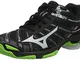 Mizuno Wave Voltage, Scarpe da Pallavolo Unisex-Adulto, Nero Nero Alta Vita Verde Gecko 37...