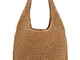 ShopINess Borsa di Rafia Casual da Donna Camello