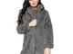 WUDUBE Winter Lady Donna Warm Long Faux Fur Coat Jacket Parka Capispalla