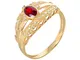 AMDXD Anello per partner in oro giallo 18 carati, Au750, da donna, in rubino rosso, design...
