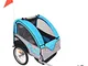 vidaXL Rimorchio da Bici per Bambini Grigio e Blu 30 kg Trasportino Bicicletta