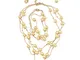 AIUIN - Parure collana, orecchini e braccialetto con perle e perla, colore: oro, cod. SY46...