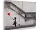 Giallobus - Quadro - Banksy - Bimba palloncino rosso - Tela Canvas Telaio Standard - 100x7...