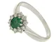 Anello in oro bianco 750 18kt con smeraldo e diamanti - N280