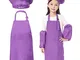 Set costume da cuoco per bambini e bambine con cappello, maniche e grembiule, regolabile,...