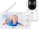 GHB Baby Monitor 5' 720P Videocamera Babyphone con IPS Schermo,120°/350°, Audio Bidirezion...