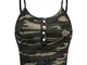 Lazzboy Camisole Crop Top Donna Canotta Maniche Camouflage/Snakeskin/Pianura Cinghie 40-46...