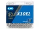 KMC X10el Chain, Catena Unisex Adulto, Silver, 1/2" x 11/128"
