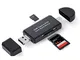 Hoonyer Lettore di Schede di 3 in 1 Memoria SD/Micro SD e Adattatore OTG Micro USB Tipo C...