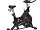 homcom Cyclette Bicicletta per Allenamento in Acciaio Nero con Monitor LCD, Seduta, Manubr...