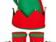 Set di 3 pezzi Costume da elfo di Natale Novità Scarpe da elfo Cappello di feltro di elfo...