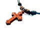 IconsGr - Collana con ciondolo a forma di croce in legno, con croce cristiana, ortodossa g...