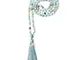 COAI Collana Rosario Buddista con 108 Perle Mala in Amazzonite con Nappa Azzurra e Amuleto...