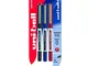Penna rollerball UB-150 Eye Micro, inchiostro nero/blu/rosso Uni-ball Super Ink, pennino d...