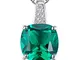 JewelryPalace Cuscino 3.4ct Verde Artificiale Russo Nano Smeraldo Solitario Ciondolo Colla...