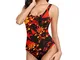 Women One Piece Swimsuit Aeonium Fire Swimsuits Backless Thong Bathing Suits