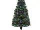 HOMCOM Albero di Natale 120cm con 130 Luci a LED e Fibre Ottiche Colorate, 130 Rami in PVC...