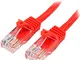 STARTECH.COM Cavo di Rete da 50 cm Rosso Cat5e Ethernet RJ45 Antigroviglio, Cavo Patch Sna...