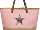 styleBREAKER borsone da spiaggia con stella, paillettes e rafia, borsa scolastica, borsa p...