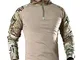 KEFITEVD - Camicia tattica militare a maniche lunghe da uomo, con cerniera frontale a 1/4...