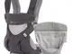 Ergobaby Marsupio Neonati Ergonomico Estivo, 360 Cool Air Grigio Carbone con Cuscino Bebè,...