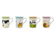 H&H 8729500 Set 4 Tazzone Mug Porcellana Decorazione Farm Assortiti Cc315 Arredo Tavola