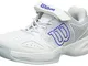 Wilson Kaos K, Scarpe da Tennis Unisex-Bambini, Bianco Chiaro/Blu, 28.5 EU