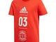 adidas Sport ID T-Shirt, Maglietta Bambino, Active Rosso/Bianco, 15-16A