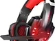 Cuffie Gaming per PS4, Cuffie da Gioco con Leggero Over Ear Cuffie Microfono LED Controllo...