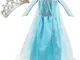 NNDOLL Elsa Vestito Bambina Costumi Carnevale Principessa Azzurro Abito(150/7-8 Anni)