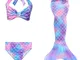 Lee Little Angel 2019 Nuovo Tre Pezzi Ragazza Sirena Coda Vestito Bikini (120, DH48)