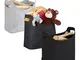 Relaxdays Set 3X Cesto portalegna per Camino in Feltro, HxLxP: 39,5 x 40 x 23 cm, 2 Manici...