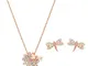 Swarovski Set Eternal Flower Dragonfly, Rosa, Placcato Color Oro Rosa