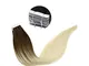 LaaVoo 16Pollice Seamless Extension Adesive Capelli Veri Naturali Capelli Marroni Oscuro B...