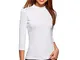 oodji Ultra Donna Maglione Lupetto in Cotone con Maniche a 3/4, Bianco, XXS