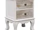 vidaXL Legno di Paulownia Comodino Vintage Tradizionale Robusta Cassettiera con 2 Cassetti...