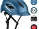 Kinglead, casco da bicicletta con luce a LED, unisex, per corsa, skateboard, corsa, corsa,...